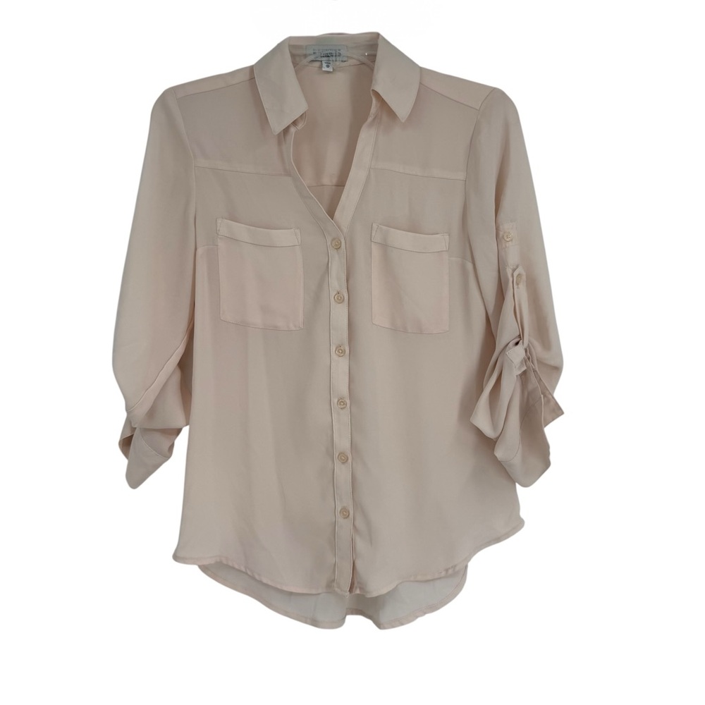 Express The Portofino Shirt Size XS Blush Pink Roll Tab Collar Button Up office